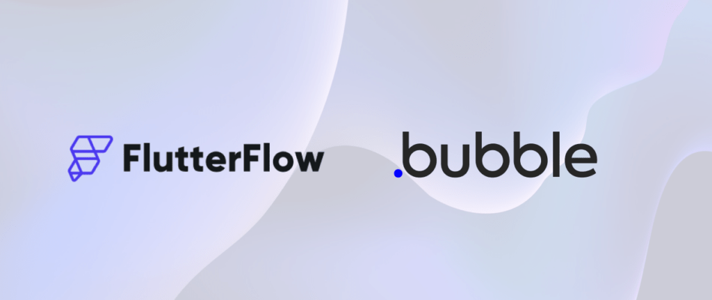 Planche avec les logos de FlutterFlow et Bubble